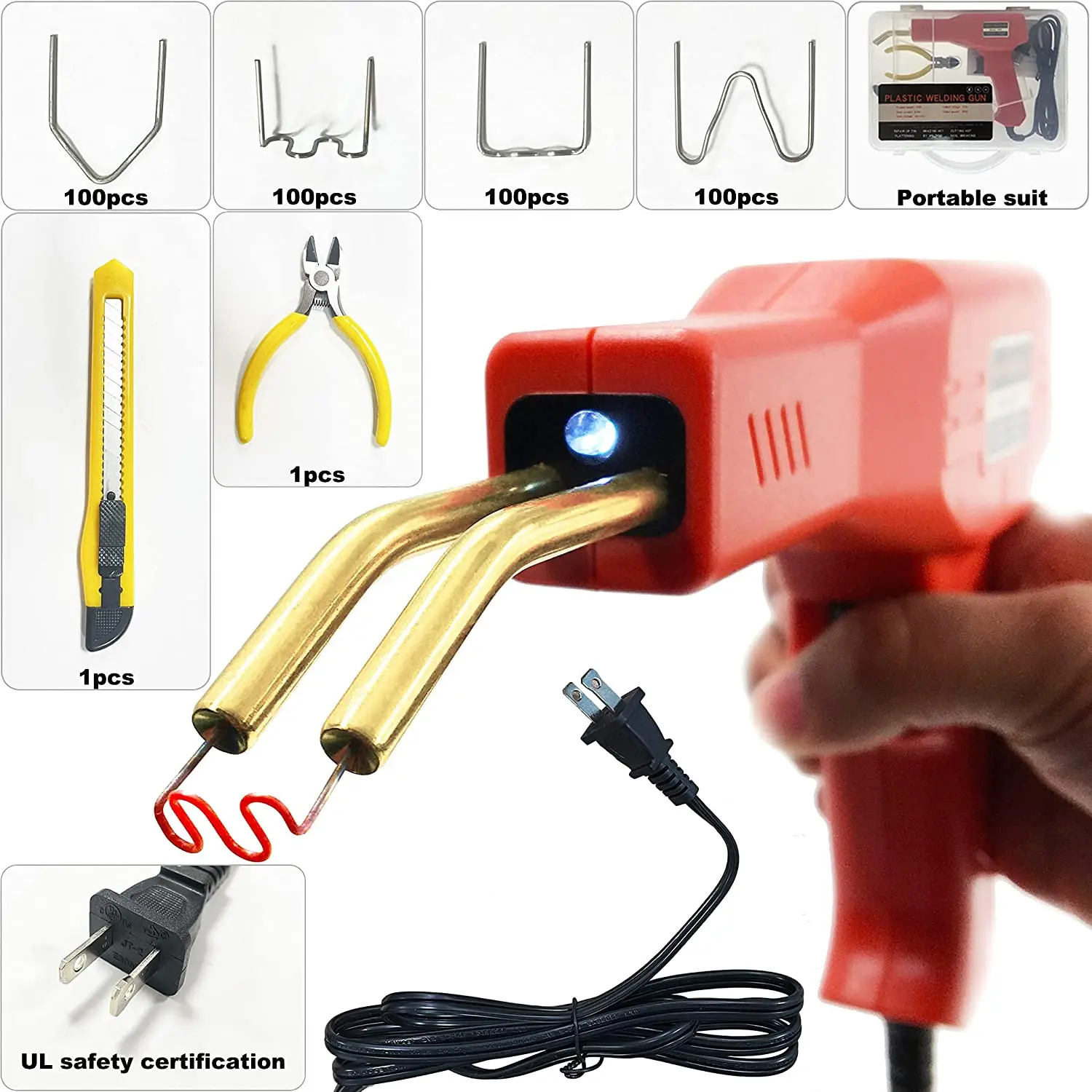 50w Hot Stapler, Plastic Welding Machine Car Bumper Repair Kit, Plier, Flat/Outside Corner/Inside Corner/Wave Staples