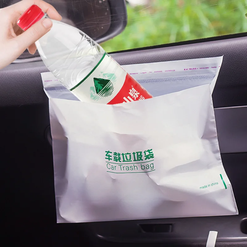 20Pcs Car Trash Bag Disposable Self-Adhesive Garbage Can for Auto Seat Back Hanging Trash Bag Office Kitchen Garbage Storage Bag