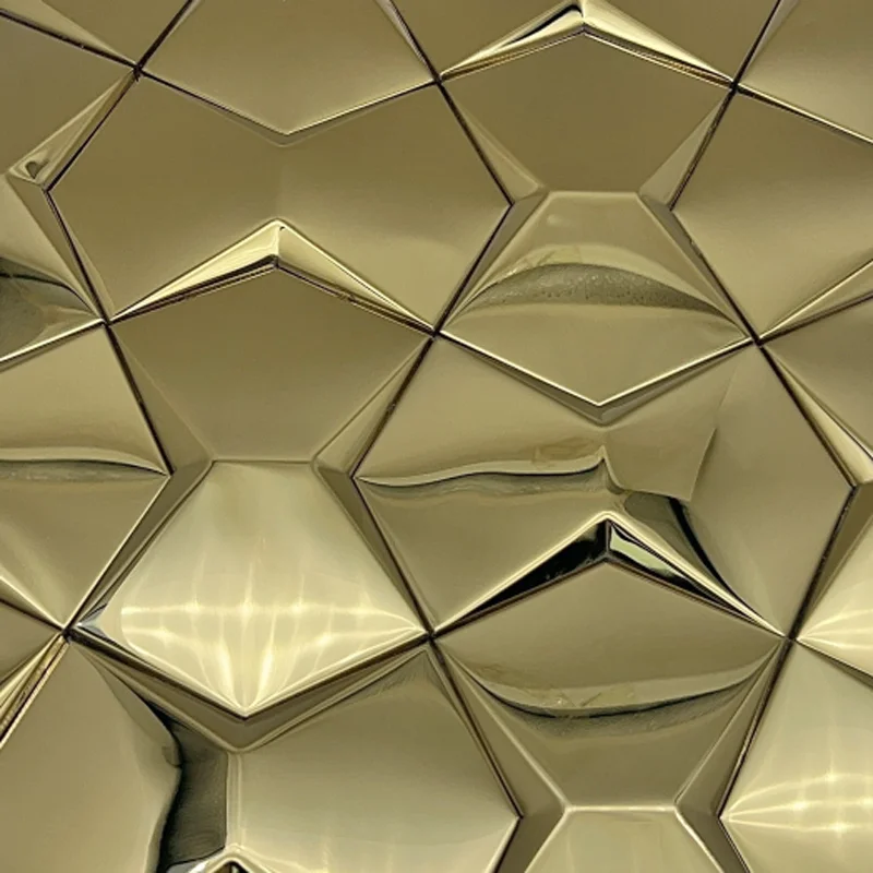 3d morden design gold  mirror Irregular shape 201 304 metal stainless steel mosaic