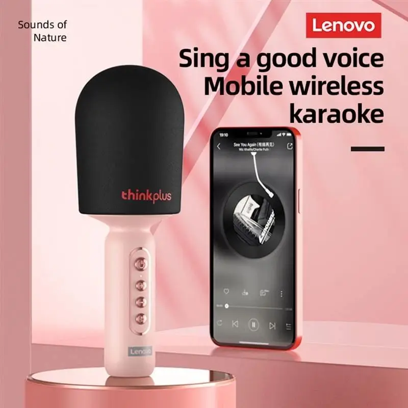 Lenovo M1 live streaming Built-in Sound Card Portable Handheld Smartphones karaoke Wireless Blue tooth Microphone with speaker