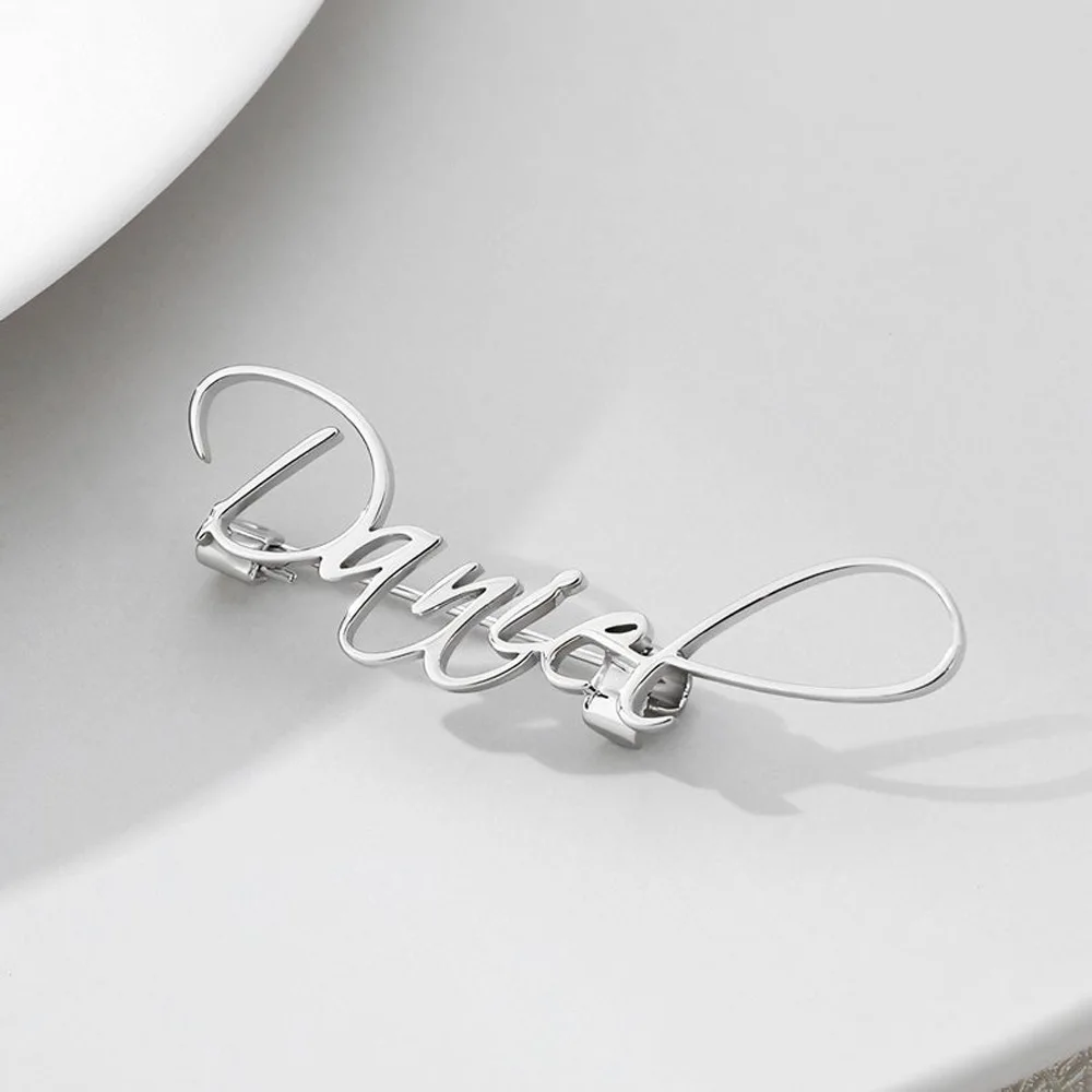 Custom Metal Personalized Pattern logo Enterprise English Letters Safety Pin Brooch