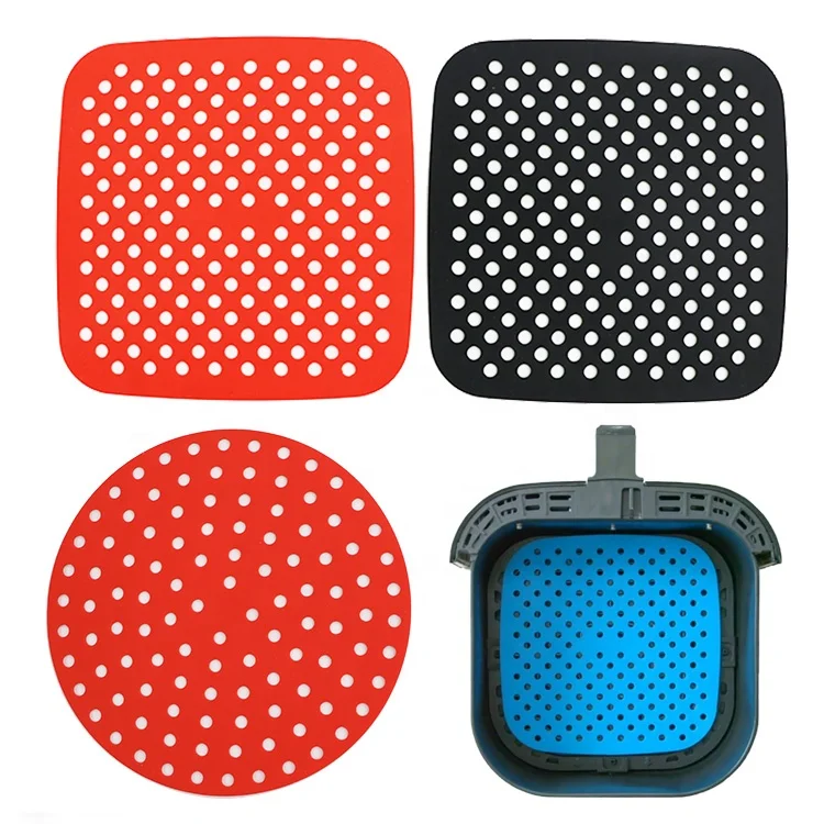 Заводская оптовая продажа многоразовые складные квадратные Перфорированные Силиконовые вкладыши для фритюрницы подкладка кастрюли