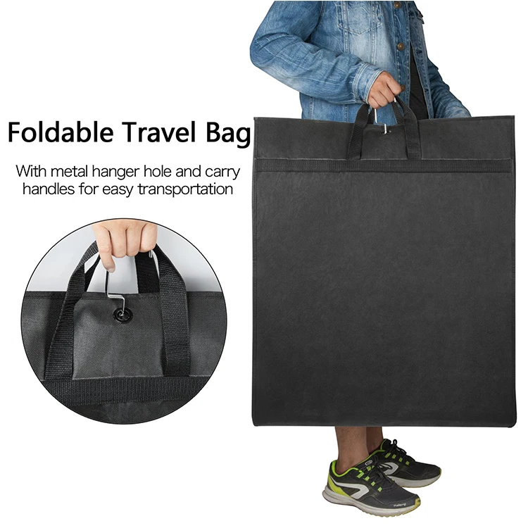 
Breathable custom non-woven clear window zippered pockets travel suit foldable garment bag for travel 