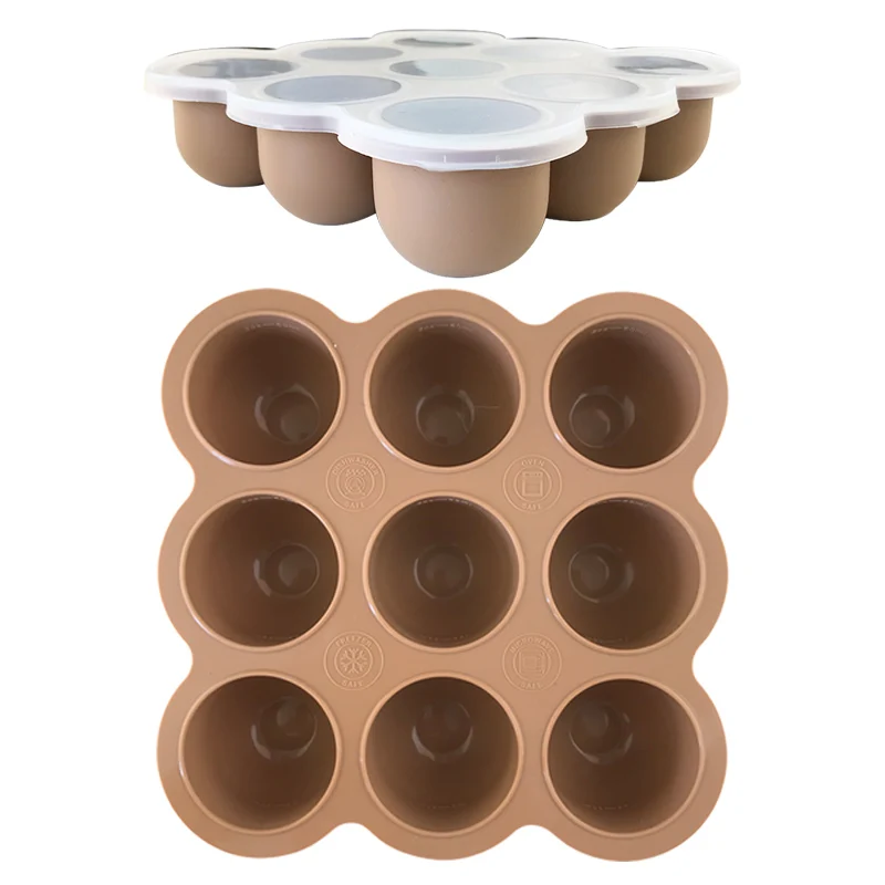 Hot Selling Wholesale Silicone Baby Food Freezer Storage Container Ice Cube Tray With Lid