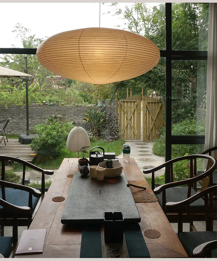 Customizable Handmade Rice Paper Lamp Japanese Metal Shelf Hotel Living Room Decorated Pendant