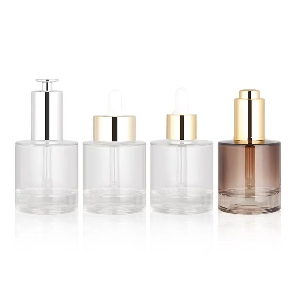 Cosmetic Skin Care Packaging 20ml 30ml Amber Clear Cylinder Hair Beard Essential Oil Serum Glass Dropper Bottle with Eye Dropper