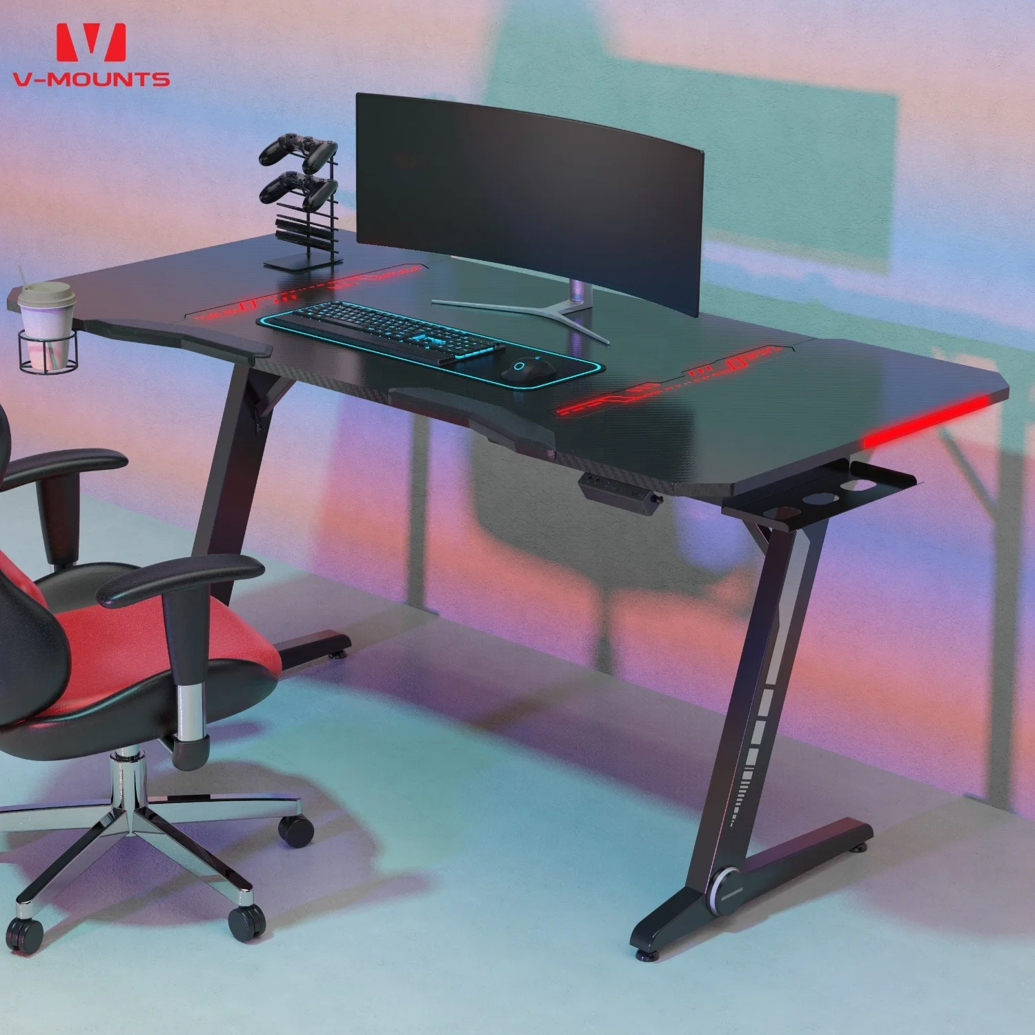 V-mounts Hot sale height adjustable bedroom gamer study tables modern multi function computer desk