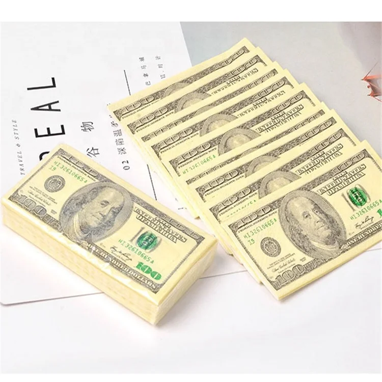 100$ Dollars Napkin US Dollar Bill Money Paper Towel Party Supply Disposable Napkins Personalised Paper Napkins Serviettes