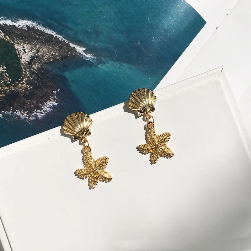 Artilady New Fashion Variety of Bohemian Gold Plated Star Tortoise Conch Sea Shell Earrings 2022 Trend Jewelry