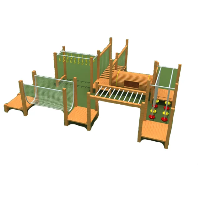 Wood Outdoor Play set Park Ninja Warrior Wooden Backyard Playhouse Climb and Swing Children Kids Playground For Outdoor & Indoor
