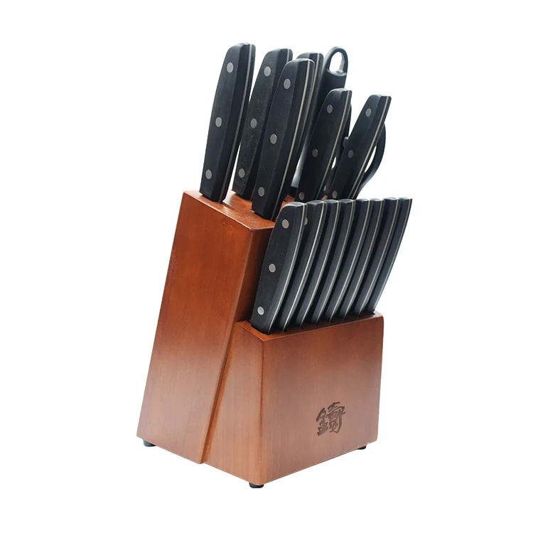 17-Piece Stainless Steel Knife Set With Wooden Knife Block
