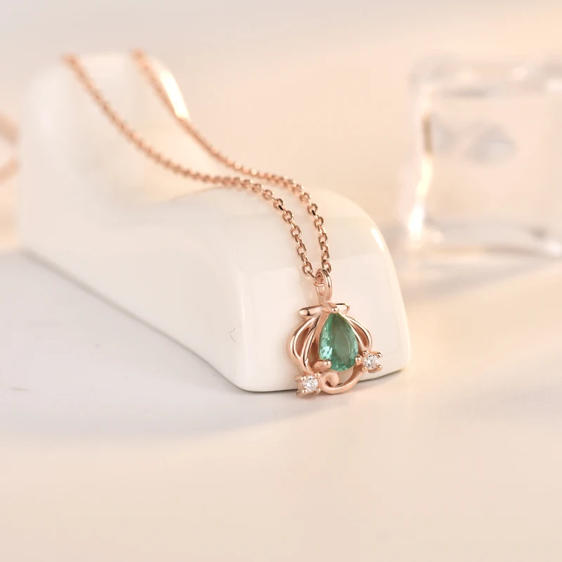 ML92+JL03 Cute cartoon 925 silver green color little mermaid sea-maid princess ring series with the same necklace jewelry set