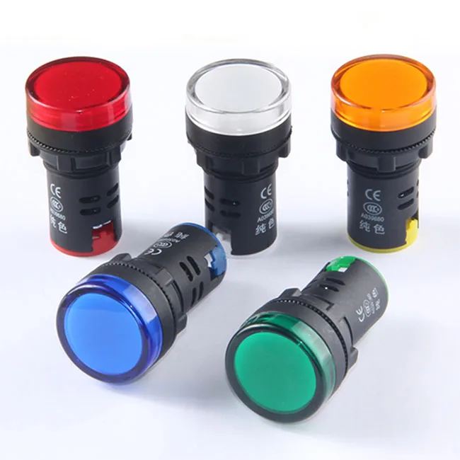 AD16-16DS High Brightness Led Indicator Light 16mm 1W 24V White Red Green Blue Orange LED Signal Lamp for Industrial Equipment