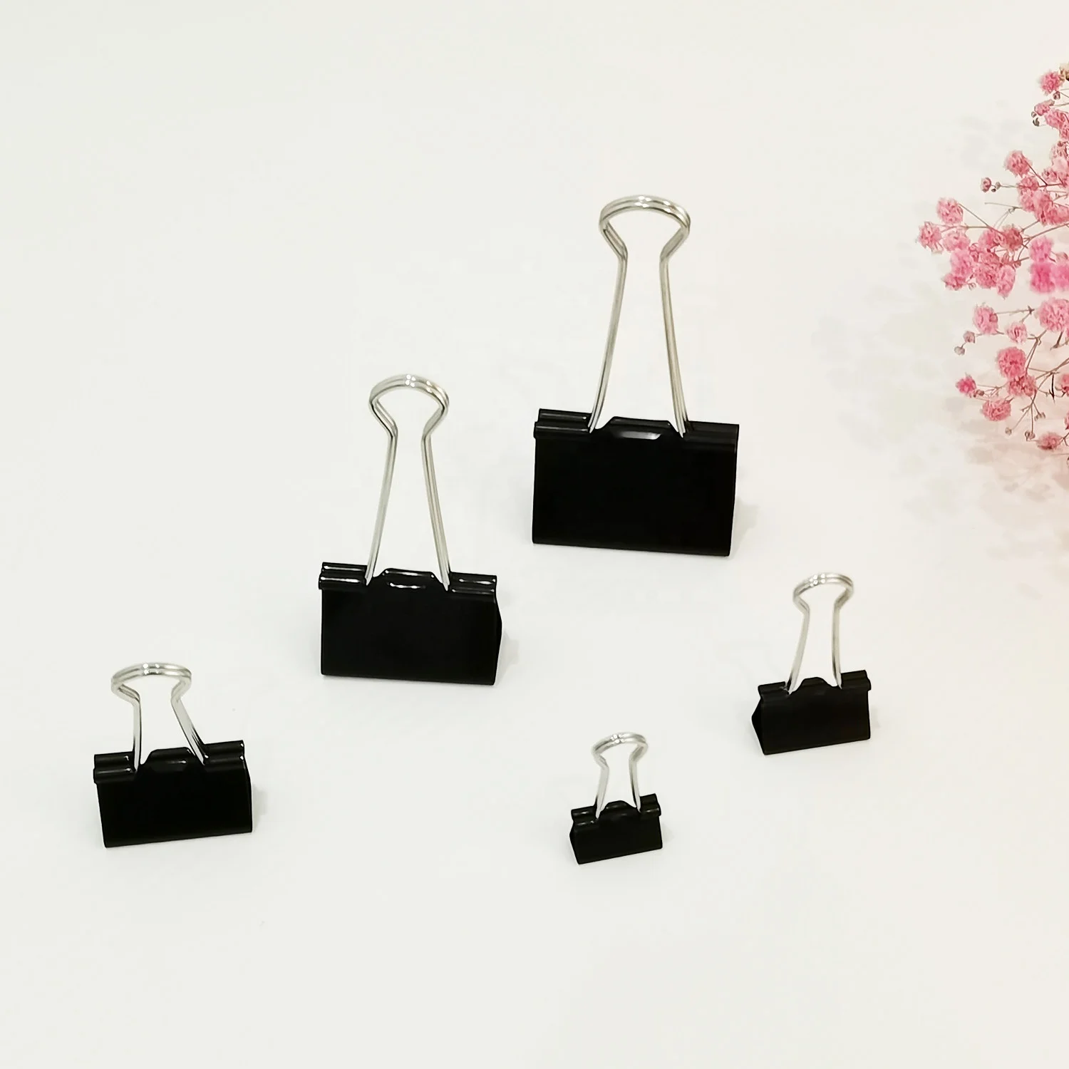 Quality standard black office desktop file metal paper binder clips