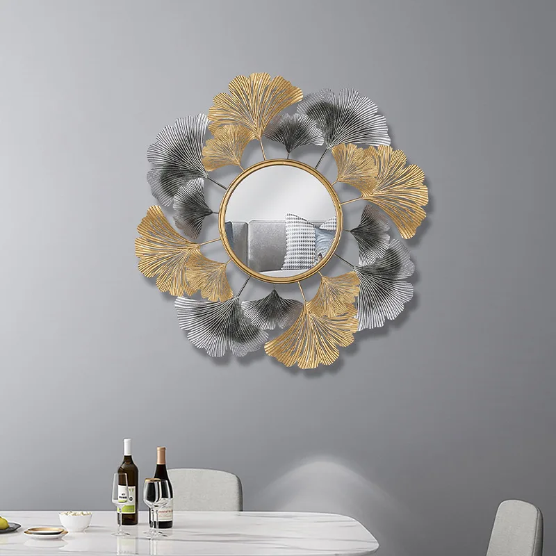 Interior Decoration Modern Classical Bedroom Custom Decorative Wrought Iron Metal Art Hanging Wall Mirror