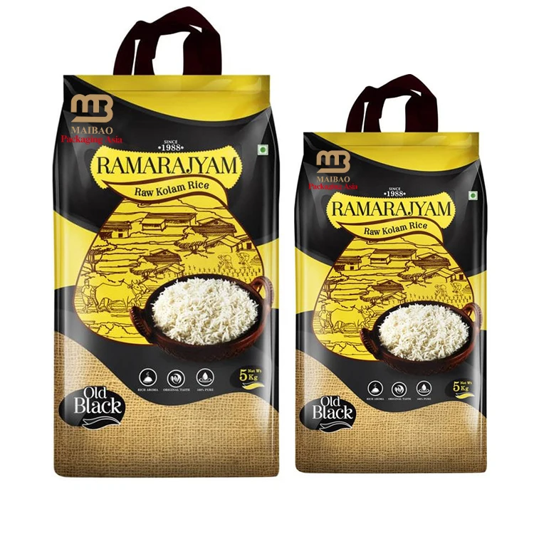 Custom Rice Bags 1kg 2kg 3kg 10kg Philippine Empty 5kg Rice Packing Bags With Handle Vacuum Laminated Plastic Rice Bags 5 kg