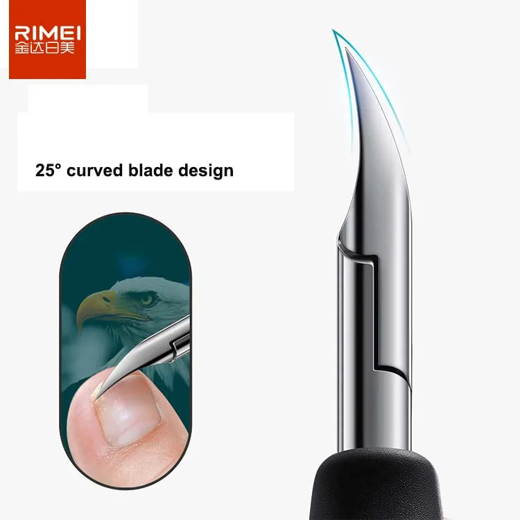 RIMEI professional stainless steel sharpening curved for ingrown nail blackened nail nipper