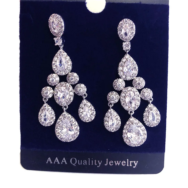 RE3946 Cubic Zircon  Earrings women party wedding fashion jewelry CZ stone bridal earrings