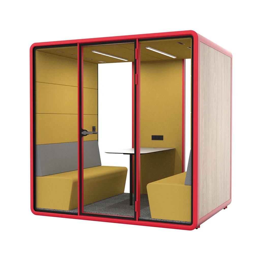 Multi Outdoor Electricity Office Work Pod Meeting Booth With Lamp Desk