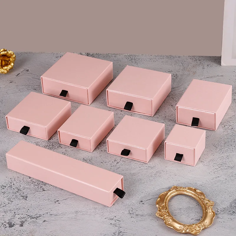 Unique Luxury Custom Logo Slide Rigid Cardboard Paper Gift Jewellery Box Drawer Jewelry Box Packaging