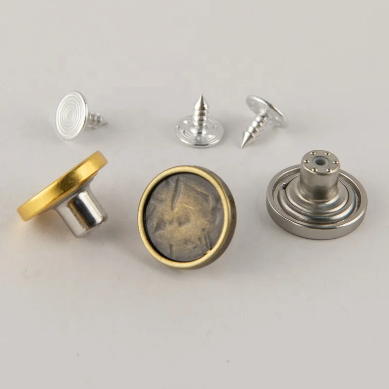 Quality 17mm Anti Brass Color Zinc Alloy Metallic Jean Shank Button For Denim