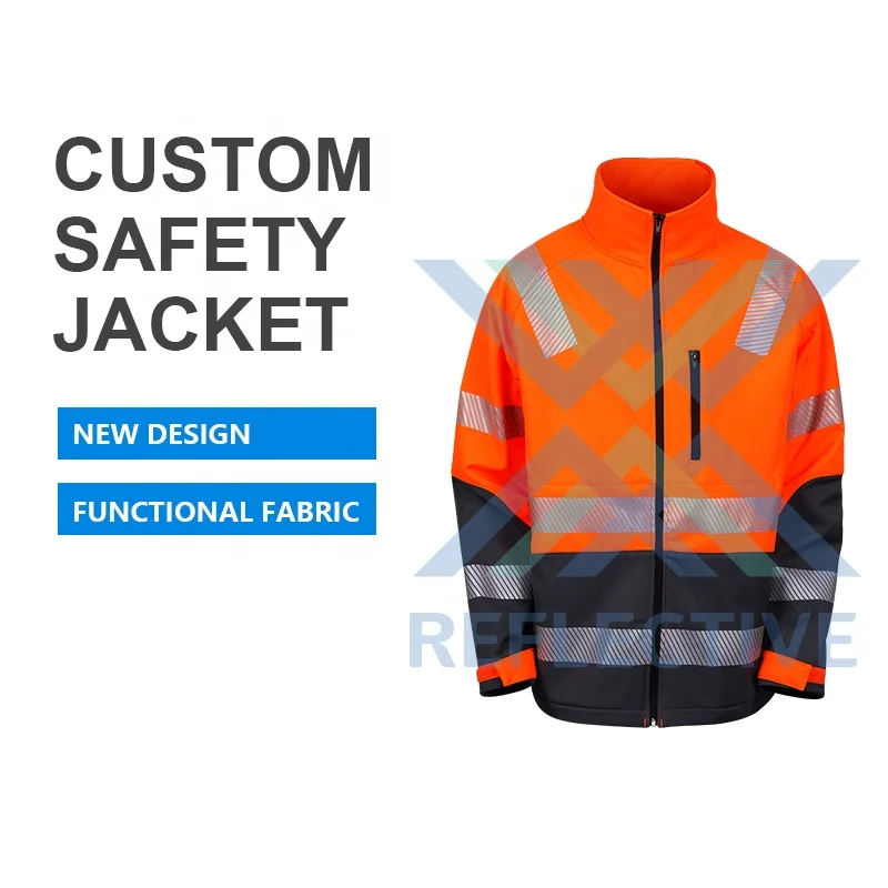 LX Fashion Style Reflective Jacket Red Black Safety Construction Jacket With Reflective Stripes