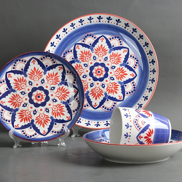 Tableware Custom Logo Printing Pattern Plates Sets Dinnerware Porcelain Ceramic Dinnerware Set