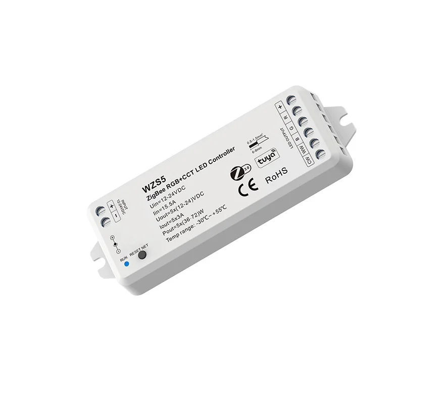 WZS4 12-24VDC 4CH*3A Zigbee RGBW RGB LED Controller Tuya Smart Switch Voice Control LED Dimmer