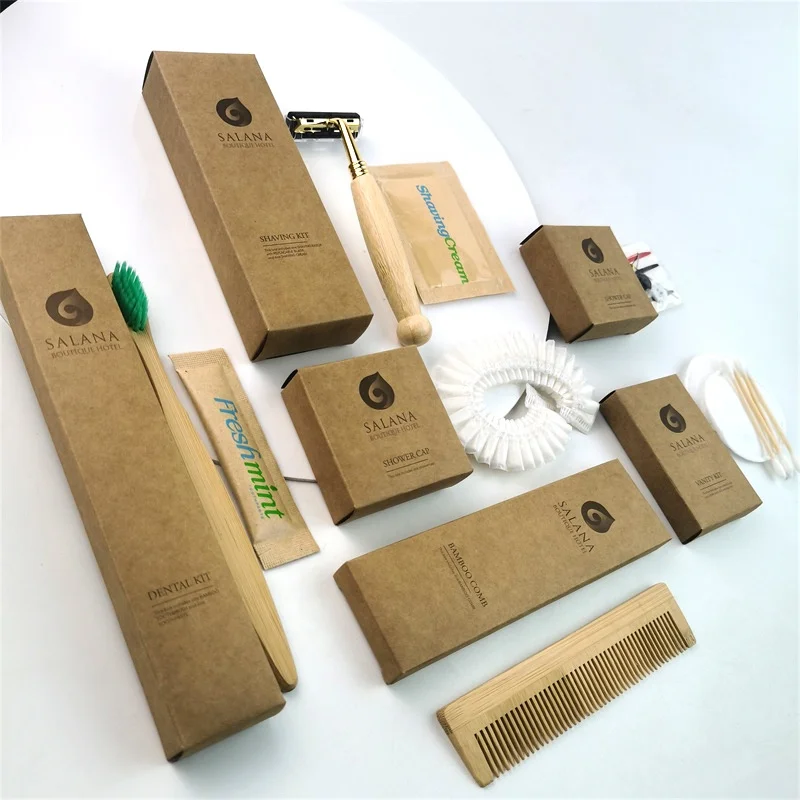 ECO Friendly Disposable Slippers Bamboo Toothbrush Wooden Comb Biodegradable Hotel Bathroom Amenities