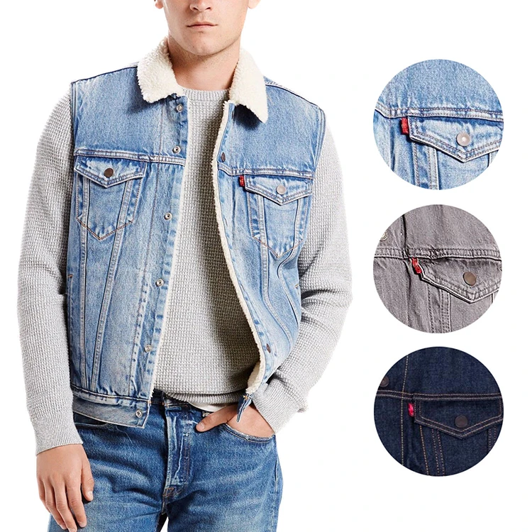 High Fashion Wholesale Mens Slimming Cotton Denim Vest With Pocket