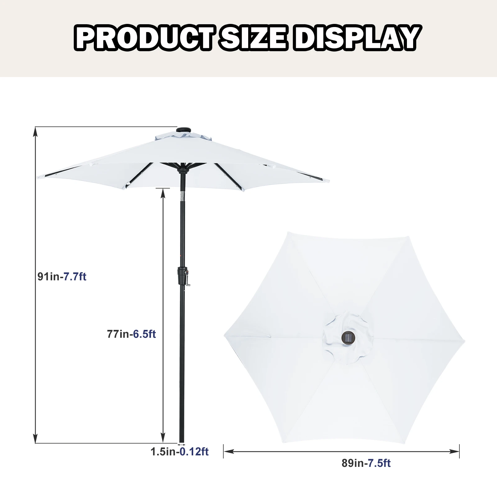 Garden Pool Giant Sunshade Heavy Duty  Waterproof Fishing Solar Umbrellas Outdoor Patio Parasol With Led Light