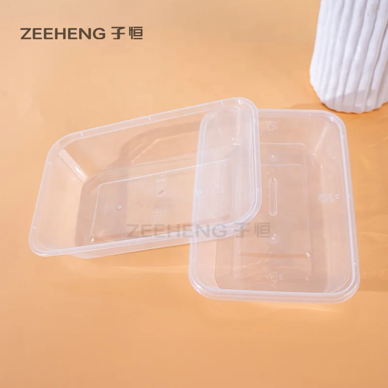 Rectangular clear disposable pp plastic food container takeaway/take out delivery lunch box