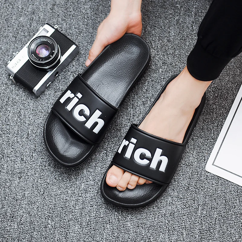 2022 Men Rich Funny Home Slippers Comfy Beach House Hotel Guest PVC Slide Slippers