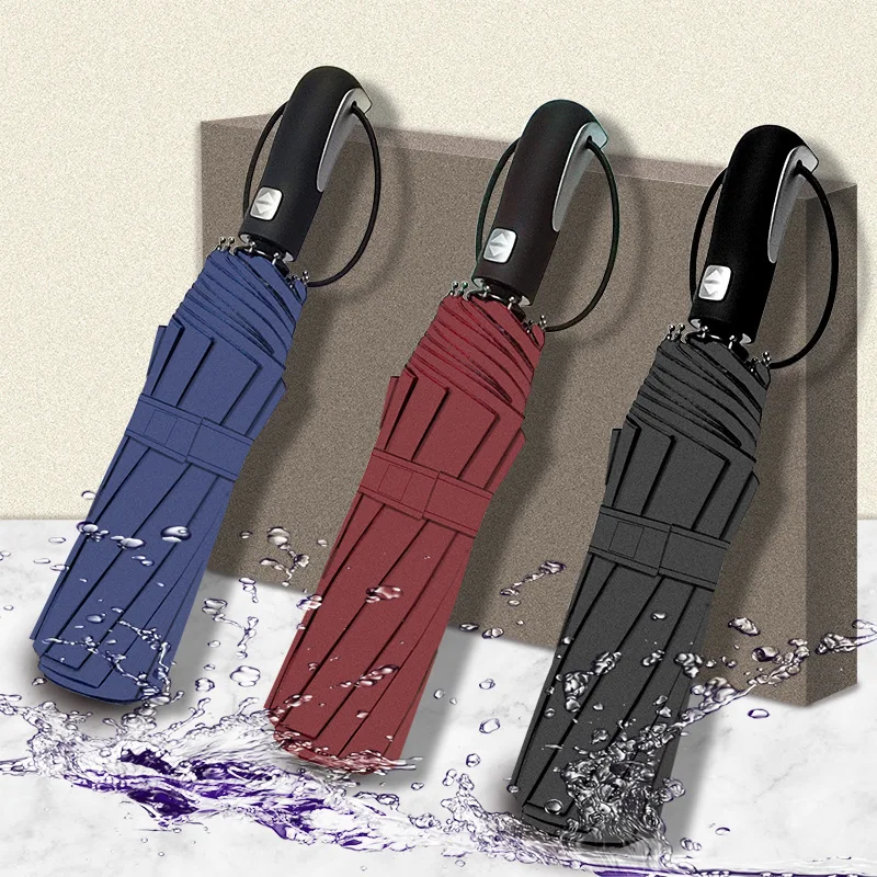 50+ Sun Protection High-end Automatic Open Umbrella big size 3 folding Umbrella for Advertising