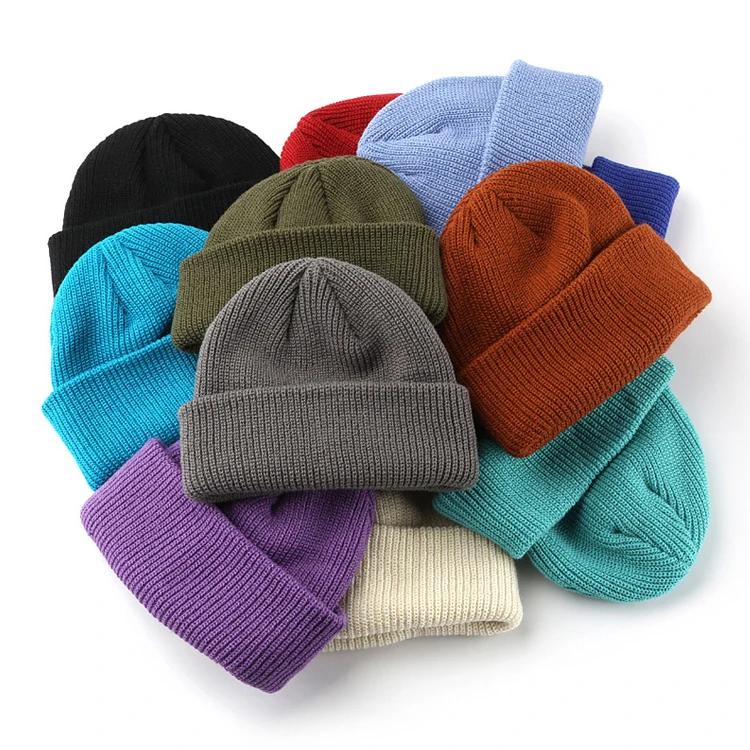 Fashion Sports Winter Hats For Women Mens Wholesale Adult Blank Knitted Beanie Cap Plain Hats Custom Logo Unisex Kint Winter Hat