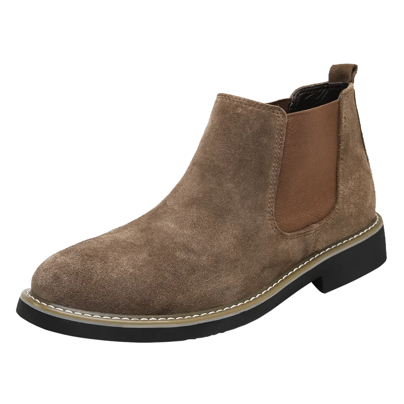 Wholesale and Custom Size 45 46 Fashion Style Men Middle Top Suede Leather Shoes Black Chelsea Ankle Boots