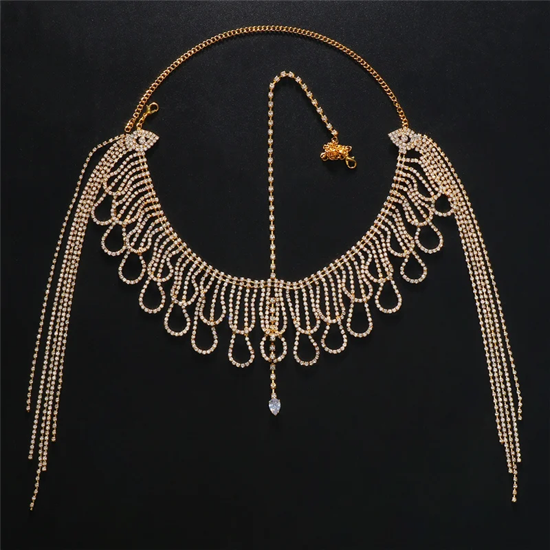 Vintage Tassel Hair Dresser Hair Clips for Women Forehead Rhinestone Forehead Chain Hairband Aesthetic Hair Accessories