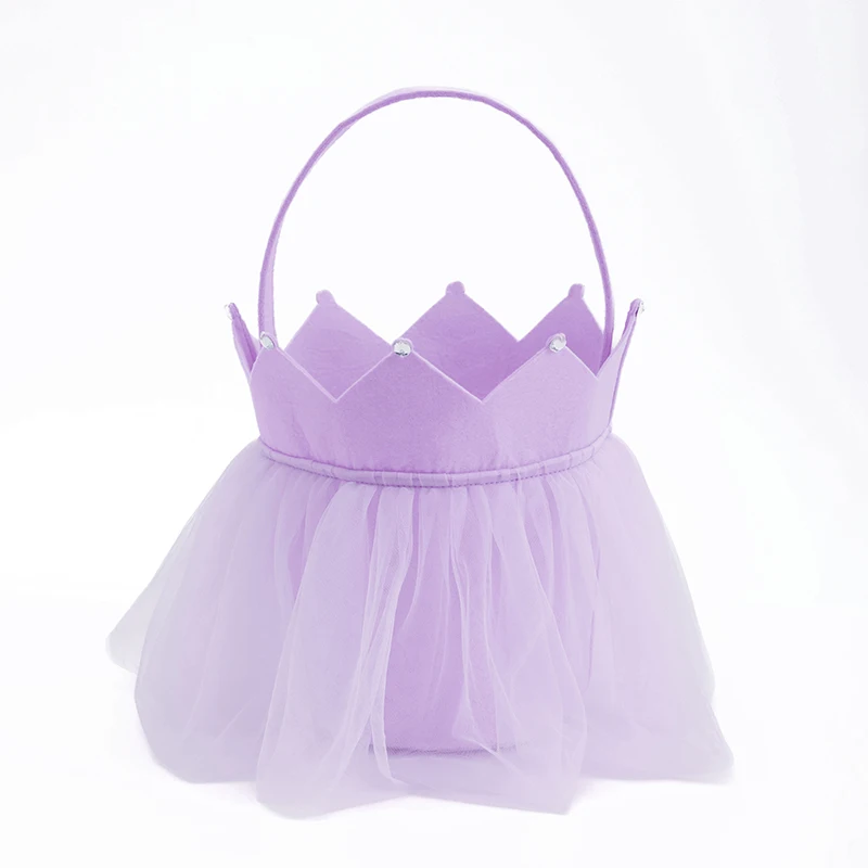 wholesale princess easter bag girl jewelry lace crown easter basket