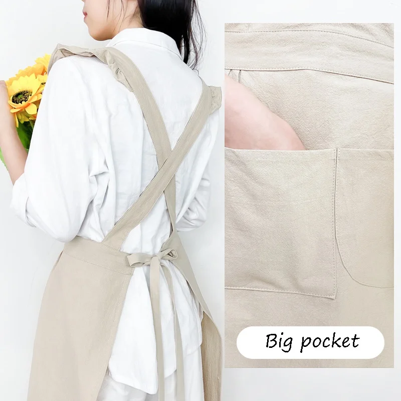 DUOLAI High Quality Cotton Linen Apron For Home And Cotton Linen Apron For Cooking Baking Flower Shop