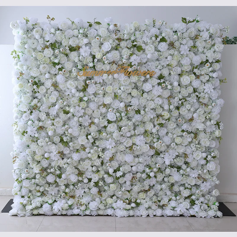 Photo booth wall decoration Romantic style white rose wedding flower wall backdrop