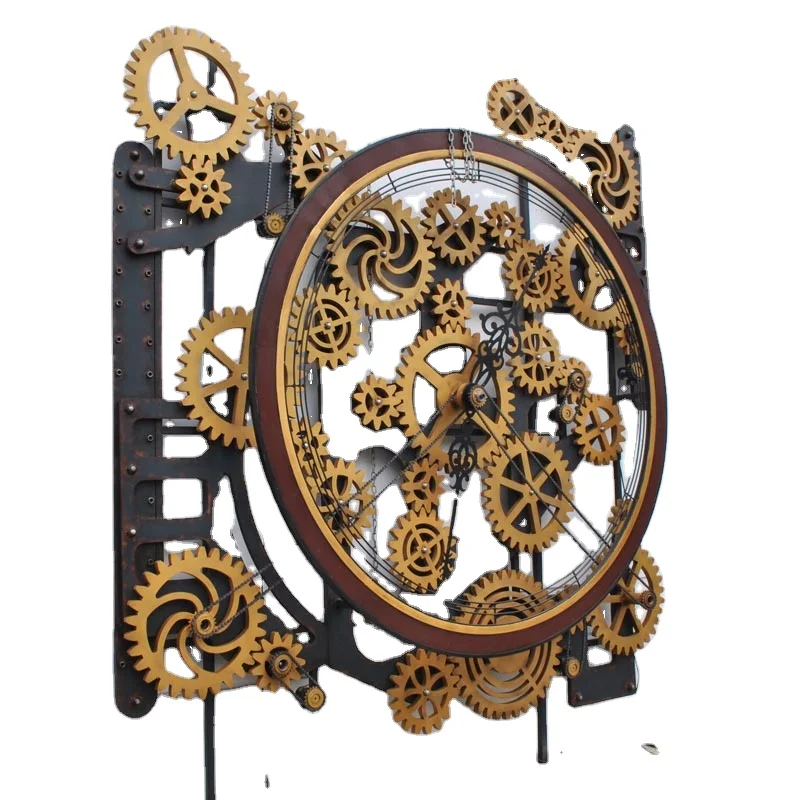 3d panel wall decor with rotating gears metal wall decor customized size punch style