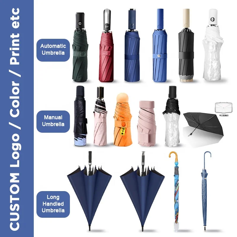 WW712 Custom UV Sun Umbrella Advertising Umbrella Promotional Gifts Windproof Portable Folding Mini Umbrella Corporate Gift Set