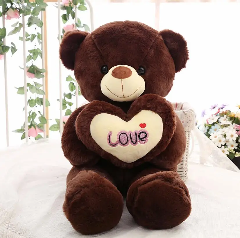 MOQ 50pcs Environmental Protection Custom Wholesale Cute Teddy Bears Stuffed Animal Bear With Heart For Festival Gifts