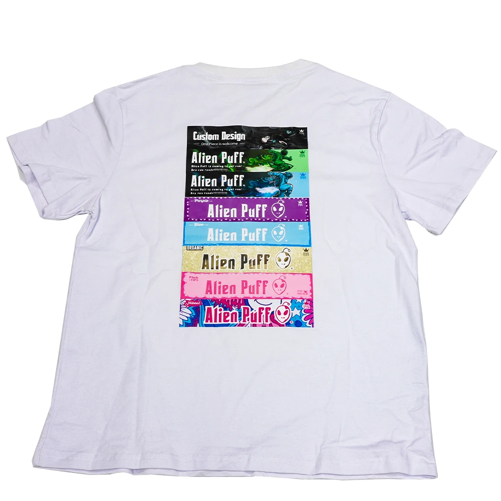 Alien Puff  High Quality Custom Smoking Shop Uniform Smoke Exhibition Advertising T-shirt 100% Cotton White Black Unsex