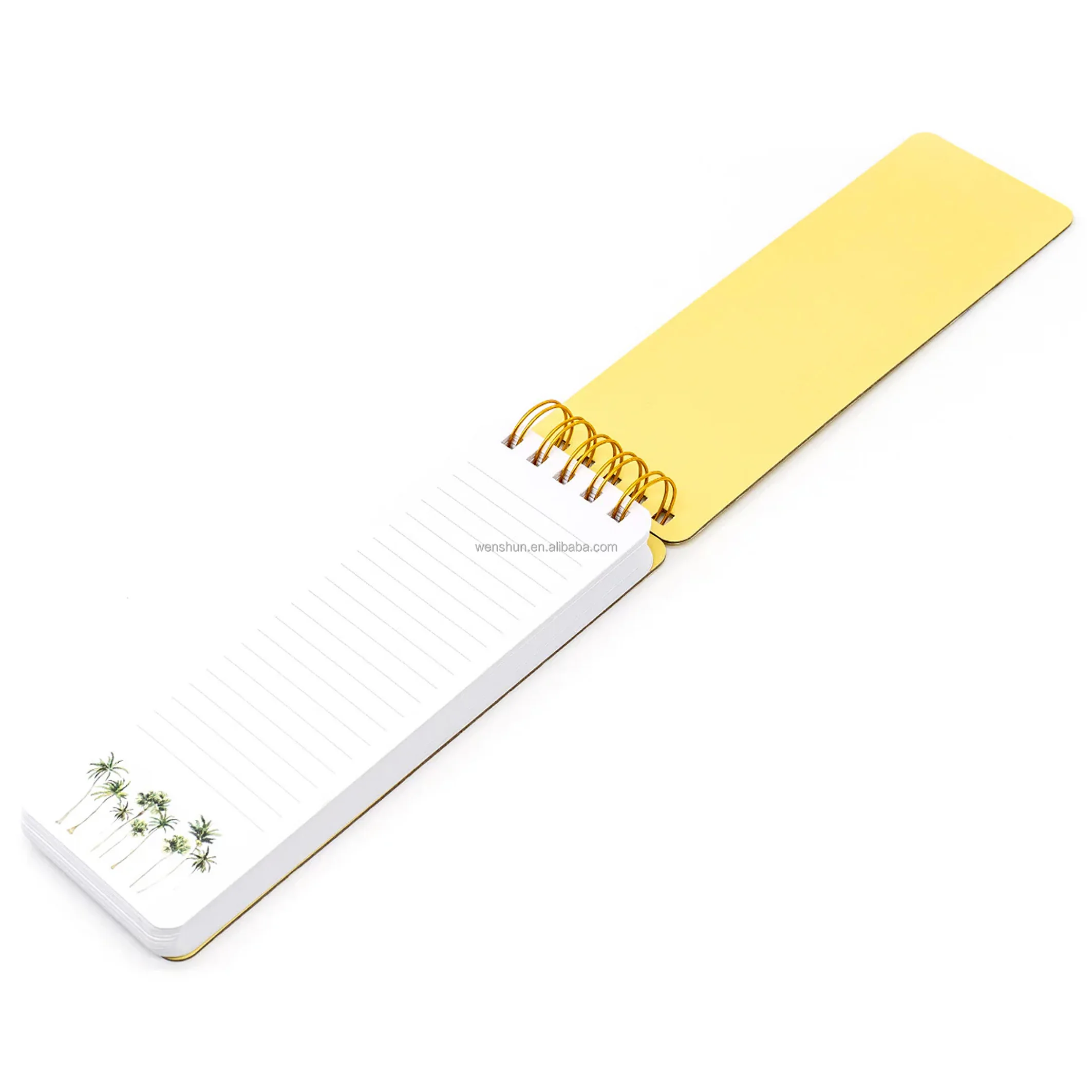 Custom Tropical Yellow Print 50 Lined Pages Double Gold Spiral Bound Reporter Notepad