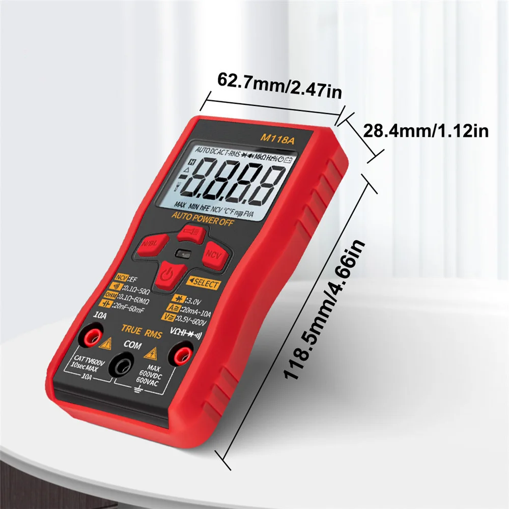 Electrical Instruments Digital Multimeter Smart Tester Mini M118A with NCV Data Hold Flashlight Auto Mmultimetro True Rms Trani