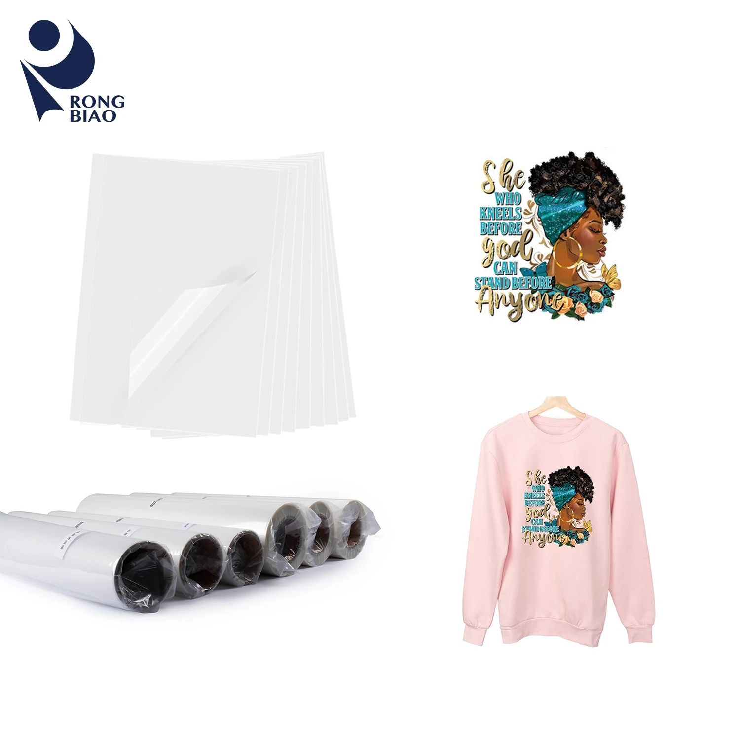 60cm dtf roll hot peel dtf film roll 60cm pet heat transfer film paper 75micron dtf printing film