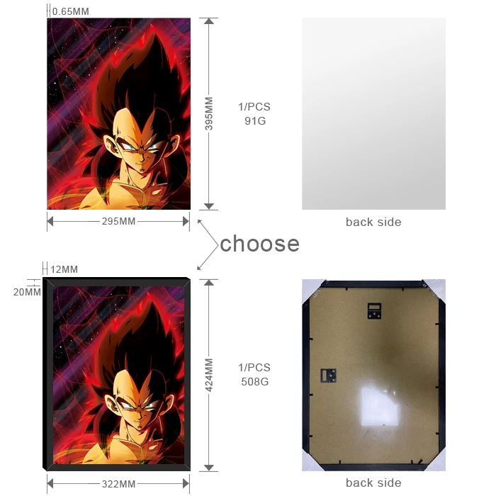 Factory Wholesale  Custom High Definition Dragon ball 3d lenticulars poster anime for Promotion Gift