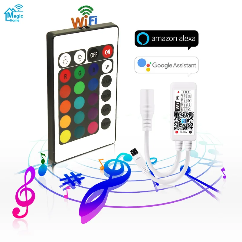 Maaadro Home Brighter 5M 10M 15M 16 Million Colors Alexa Phone App Controlled Music Lamp WiFi 5050 RGB LED Smart Strip Lights