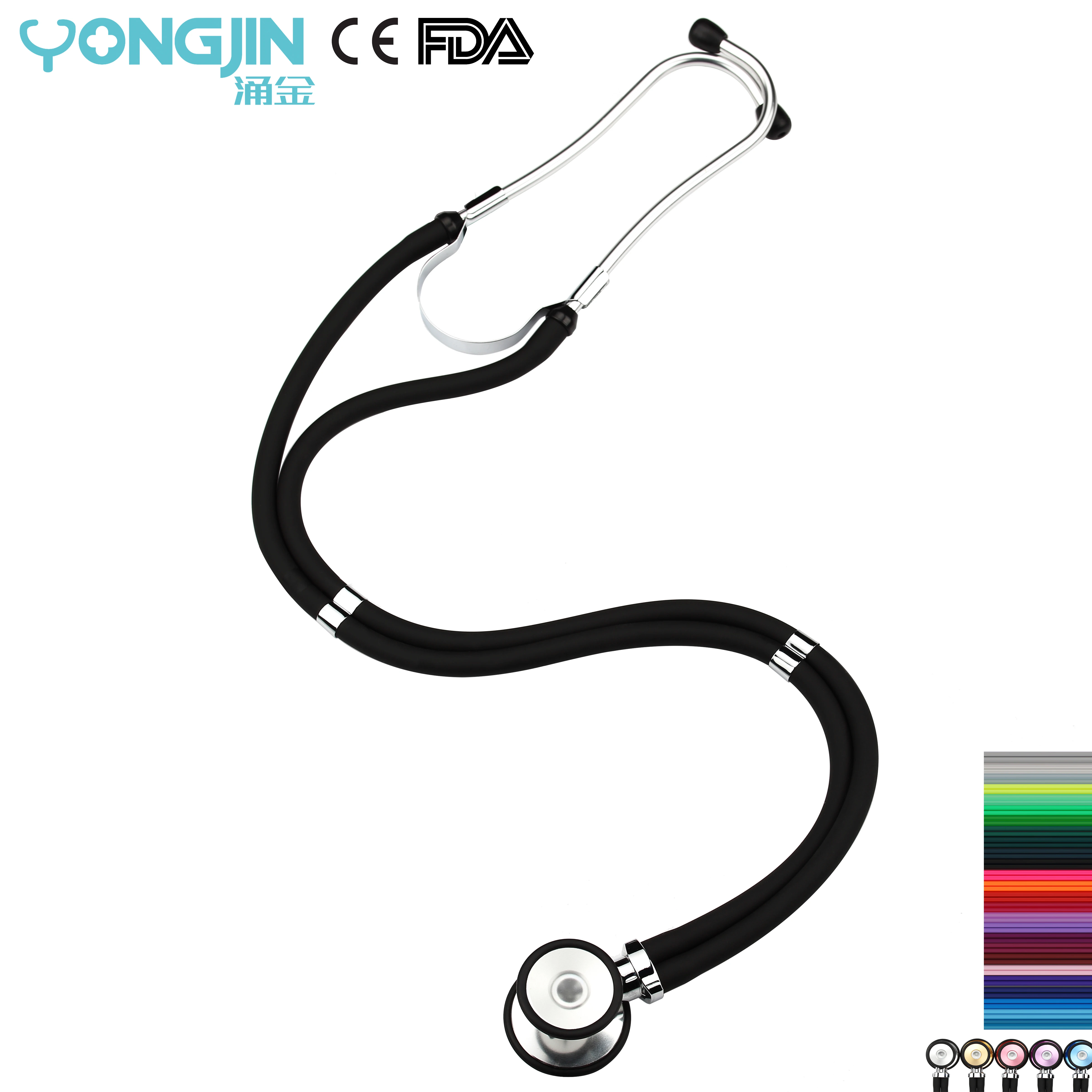 YJ S2324-BK Clinic Medical Colorized-Rubber-Circle Sprague Rappaport стетоскоп с двойной
